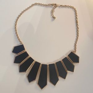 black leather geometric statement necklace
